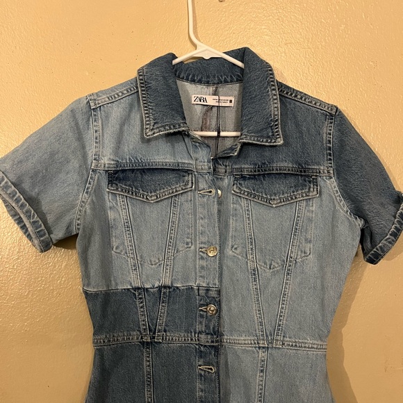 ZARA PATCHWORK DENIM DRESS SIZE M - Picture 3 of 6